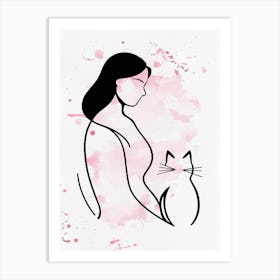 Woman with a Cat Art Print