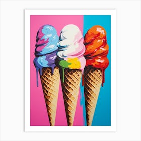 Pop Art Colourful Ice Cream Cone 4 Art Print