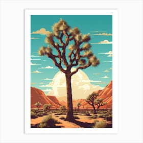 Typical Joshua Tree In Retro Illustration (4) Art Print