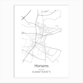 Horsens,Denmark Minimalist Map Art Print