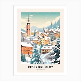 Vintage Winter Travel Poster Cesky Krumloy Czechia 1 Art Print