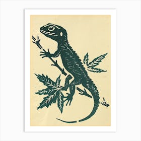 Lizard In The Leaves Bold Block 3 Art Print