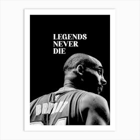 Legend Never Die Kobe Bryant Line Illustration my style v6 Art Print