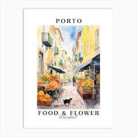 Food Market With Cats In Porto 4 Poster Art Print