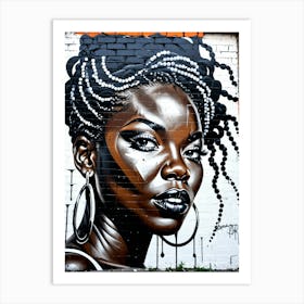 Graffiti Mural Of Beautiful Black Woman 365 Art Print