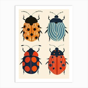 Colourful Insect Illustration Ladybug 32 Art Print