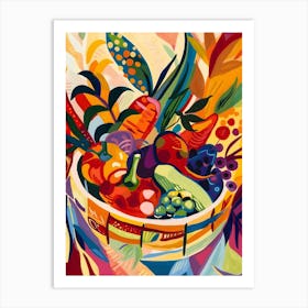 Matisse Inspired, Basket Of Fruits And Vegetables, Fauvism Style Art Print