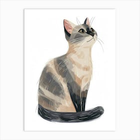 American Bobtail Cat Clipart Illustration 8 Art Print
