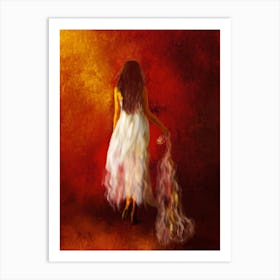 Woman In A White Dress Art Print