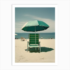 Green Chair And Brach Umbrella  Summer Photography 2 Art Print