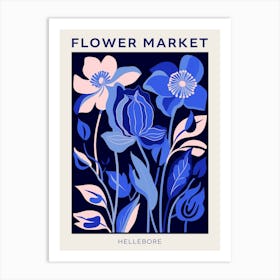 Blue Flower Market Poster Hellebore 2 Art Print