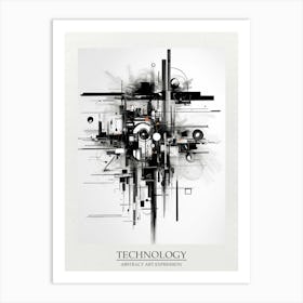 Technology Abstract Black And White 7 Poster Art Print