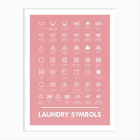 Care Symbols Guide For Laundry Lovers   Pink Art Print