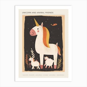 Unicorn & Animal Friends Muted Pastel 2 Poster Art Print