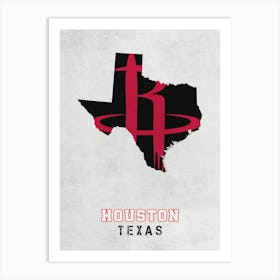 Houston Rockets Houston Texas State Map Art Print