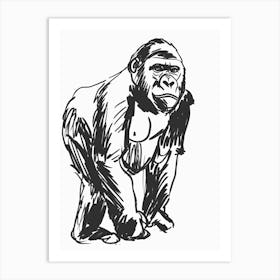 B&W Gorilla 2 Art Print