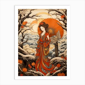 Seasonal Changes Japanese Style Illustration 4 Art Print