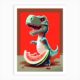 Dino eat melon - How to be vegetarian Art Print