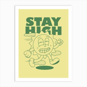 Retro Wall Art Vintage Decor Retro Cartoon Printable Art Retro Vintage Wall Art Stay High Trendy Retro Poster Art Print