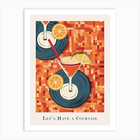 Let S Have A Cocktail Tile Orange Poster Art Print