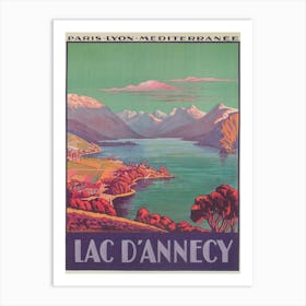 Lac D'Annecy France Vintage Travel Poster Art Print