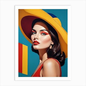 Woman Portrait With Hat Pop Art (5) Art Print