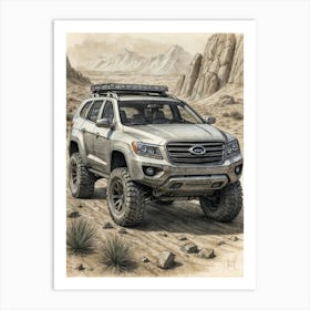 Suv In The Desert Art Print