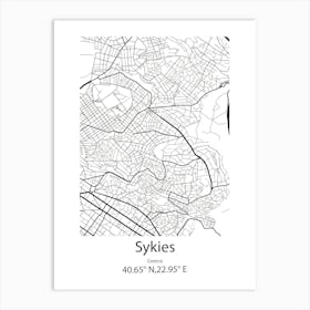 Sykies,Greece Minimalist Map Art Print