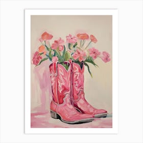 Pink Cowboy Boots 1 Art Print