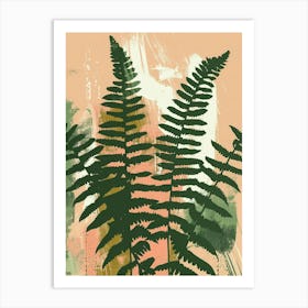 Boston Fern Plant Minimalist Illustration 4 Art Print