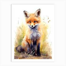 Baby Fox Watercolor Art Print