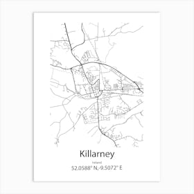 Killarney,Ireland Minimalist Map Art Print