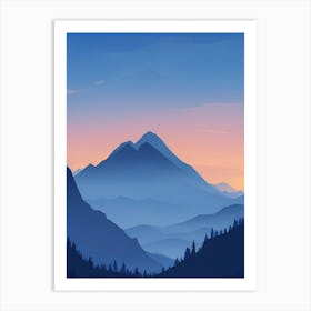 Misty Mountain Background Blue Color Theme Sunset Simple Minimalistic Vector Art Light Color 3 20231023202046469 Ubcq Xojb Art Print