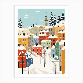 Retro Winter Illustration Helsinki Finland 1 Art Print