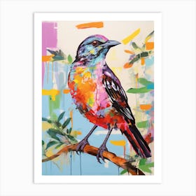Colourful Bird Painting Mockingbird 1 Art Print