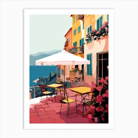 Taormina, Italy, Flat Pastels Tones Illustration 2 Art Print