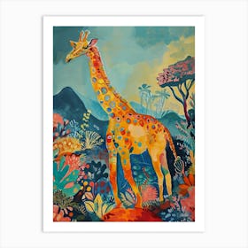 Giraffe In The Nature Illustration 4 Art Print