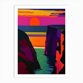 Cliff Rainbow Sunset Art Print