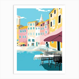 Rovinj, Croatia, Flat Pastels Tones Illustration 2 Art Print