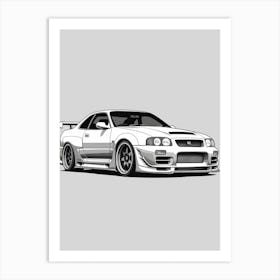 Nissan Gtr Line Drawing 12 Art Print