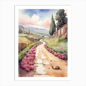 Watercolor Of A Country Road Art Print