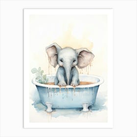 Elephant Painting In A Bathtub Watercolour 1 Art Print