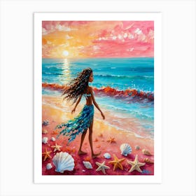 Mermaid On The Beach Art Print