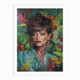 Floral Handpainted Portrait Of Rihanna  3 Art Print