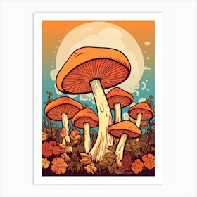 Retro Mushrooms 7 Art Print