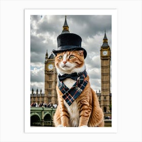 Purrfection in Every Snapshot Cat In London Big Ben Art Print