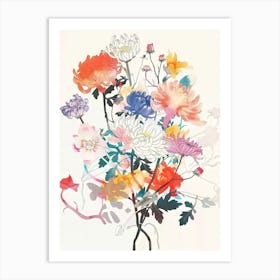 Chrysanthemum 3 Collage Flower Bouquet Art Print