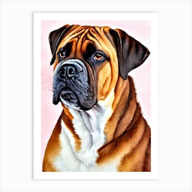 Bullmastiff 3 Watercolour Dog Art Print