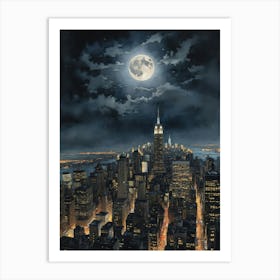 New York's Skyline, Silhouetted Art Print