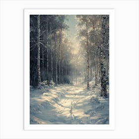 Birch Forest, Monochrome, Charcoal Style Affiche